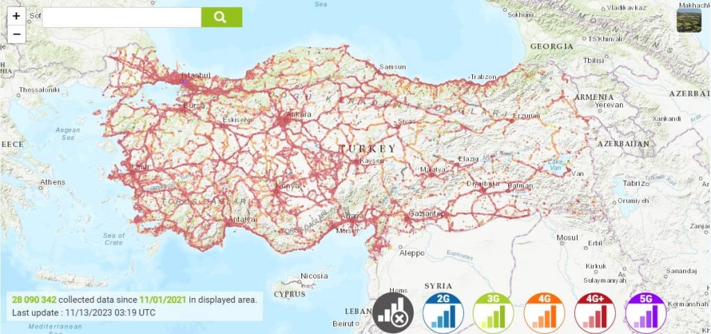 Turkcell Coverage map