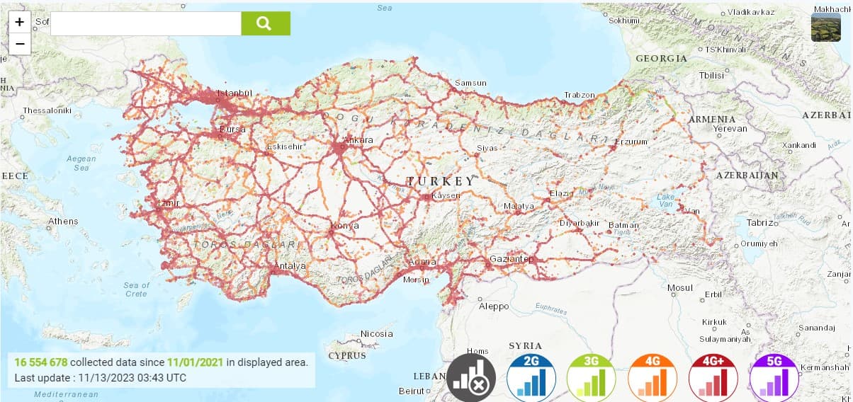 Vodafone Turkey Coverage map